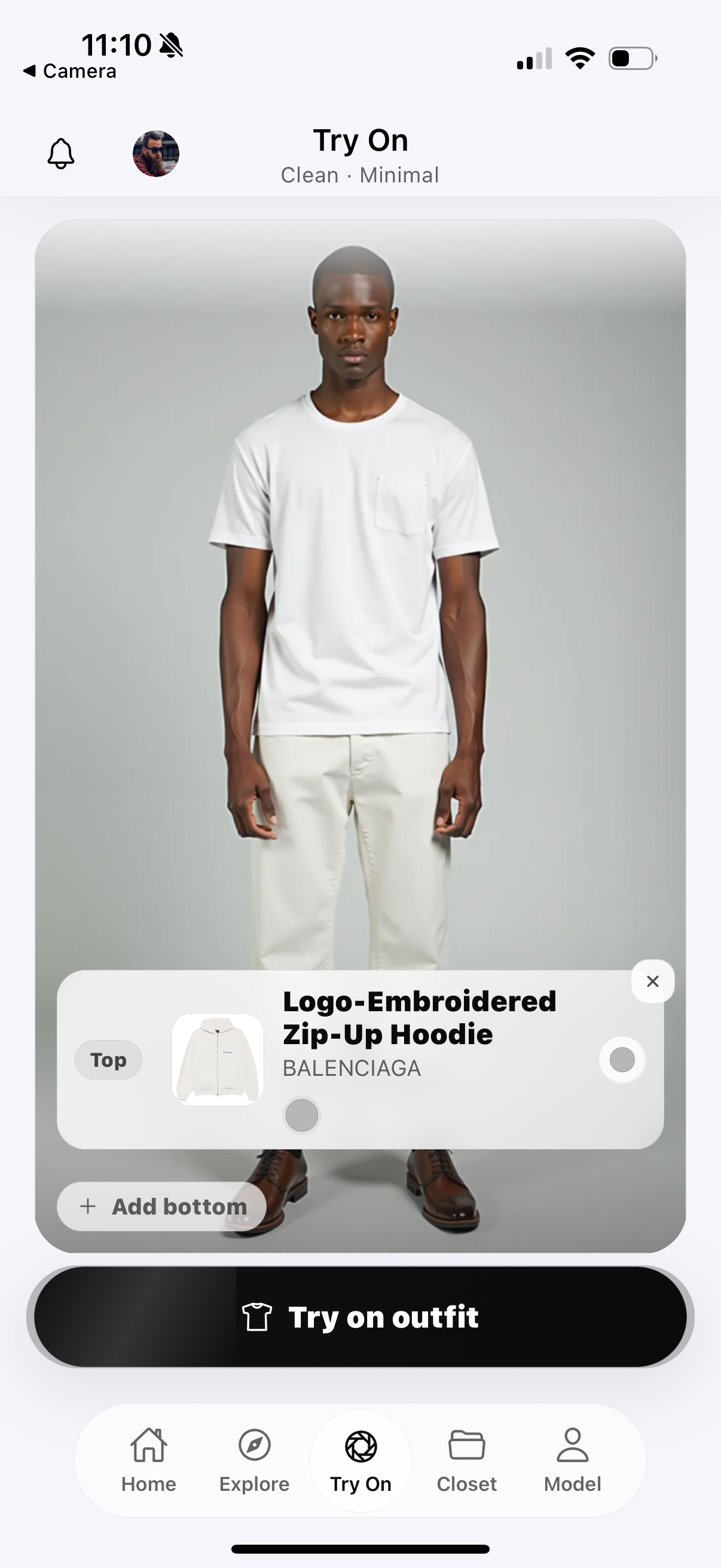 Try-on composer — mix and match items and generate preview